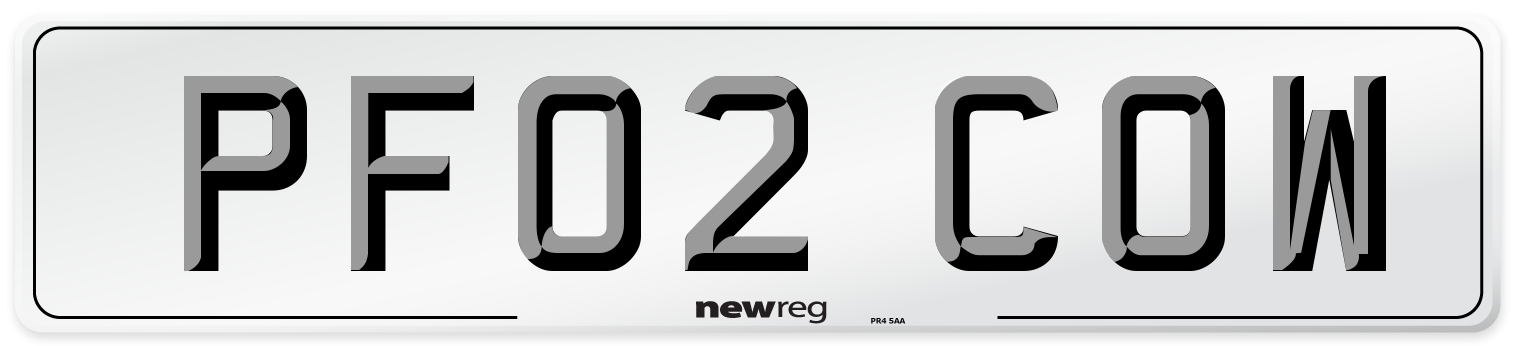 PF02 COW Number Plate from New Reg